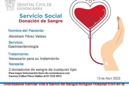 Servicio social: se requieren 2 donadores de sangre