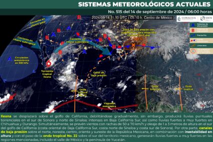 Ileana hará llover de Sinaloa a Chihuahua; chubascos en Aguascalientes