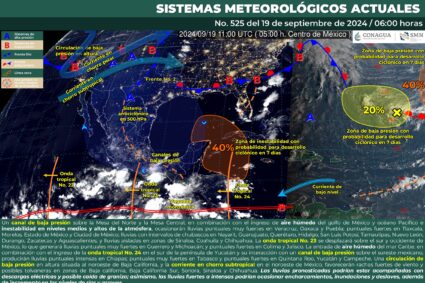 Lluvias fuertes en Aguascalientes y gran parte del Pacífico y Golfo de México