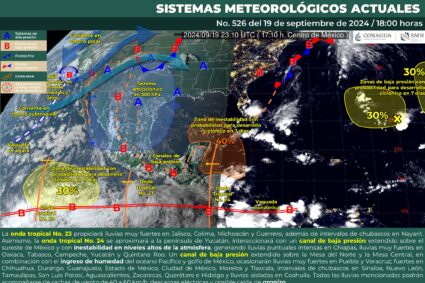 Lluvias desde el sur hasta el occidente