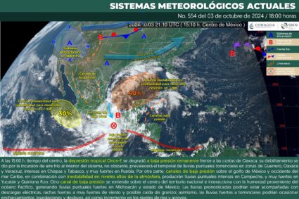 Seguirán inundaciones y derrumbes en el sureste de México