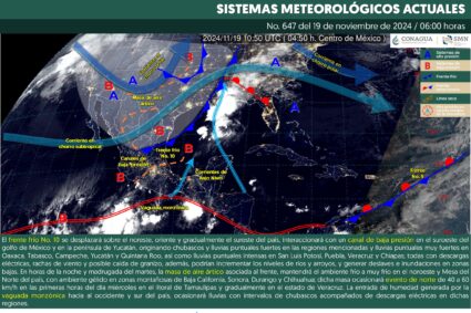 Frente frío 10 provocará aguada monzónica y lluvias en varios estados