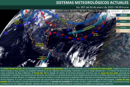 Frente frío 21 ingresa hoy a México