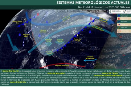 Ingresa frente frío y masa de aire polar a México