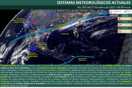 Hasta -5 grados en Aguascalientes y lluvias en el sureste