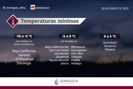 Nieve y helada en 11 estados