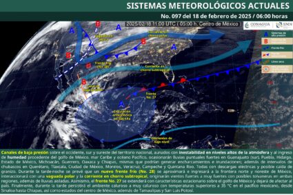 Fuertes lluvias De Guanajuato a Chiapas; tolvaneras en Aguascalientes y Zacatecas