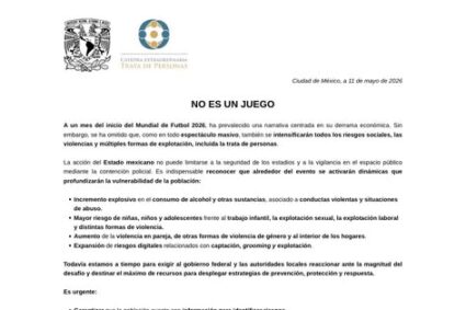 “No es un juego”: UNAM advierte repunte de trata y violencia familiar ante Mundial 2026