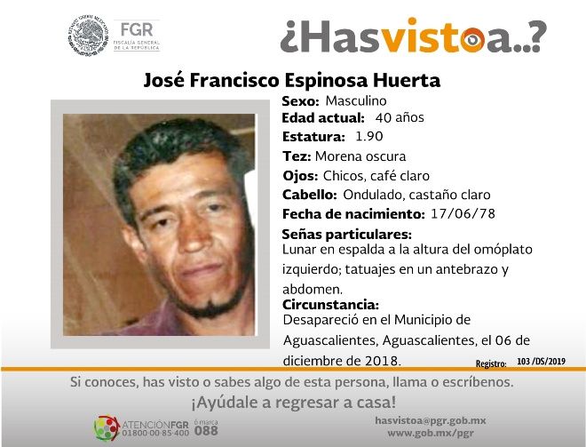 FGR busca a desaparecido en el municipio de Aguascalientes